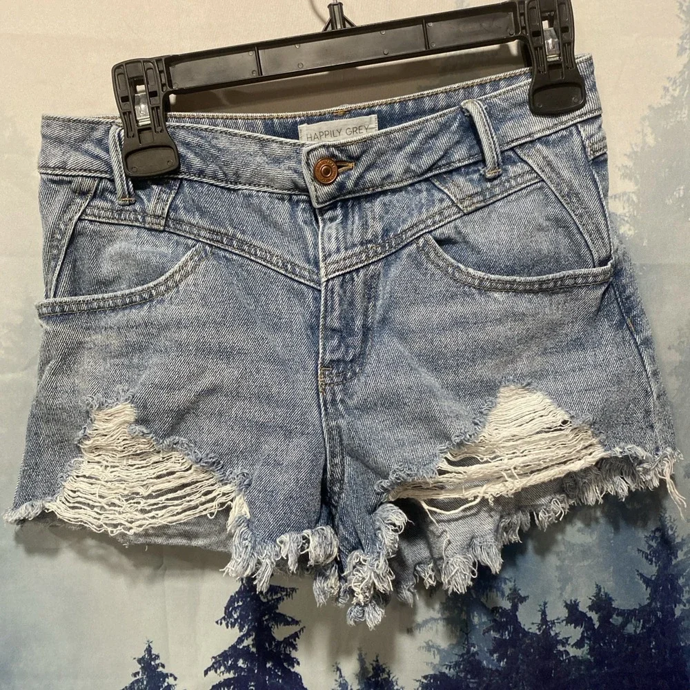 Happily Grey Cutoff Festival High Rise Jean Shorts Size 5/27 Cotton